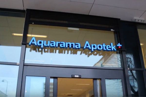 Aquarama apotek + inngang, lås